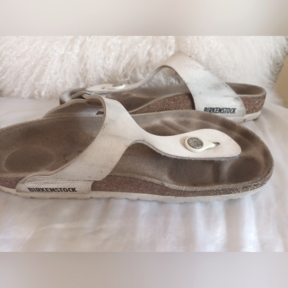Birkenstock Gizeh Birko-Flor White Leather Sz 39 - Picture 7 of 10